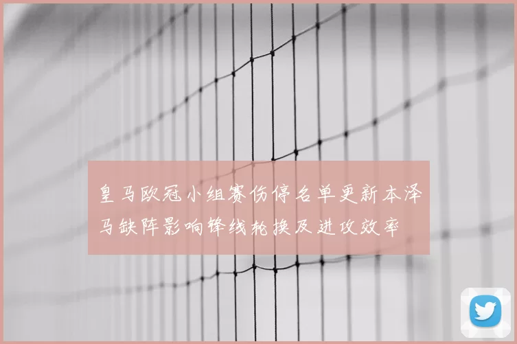 皇马欧冠小组赛伤停名单更新本泽马缺阵影响锋线轮换及进攻效率